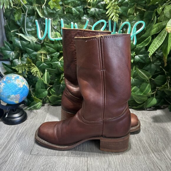 Vintage Frye Campus Women’s Red Rare Square Western Made In USA Boots 9 Fit Wide - Picture 8 of 10